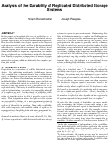 Cover page: Analysis of the Durability of Replicated Distributed Storage Systems