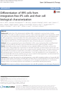 Cover page: Differentiation of RPE cells from integration-free iPS cells and their cell biological characterization.