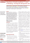 Cover page: Storylines of family medicine V: ways of thinking—honing the therapeutic self