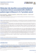 Cover page: Molecular risk classifier score and biochemical recurrence risk are associated with cribriform pattern type in Gleason 3+4=7 prostate cancer