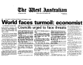 Cover page of World faces turmoil: economist