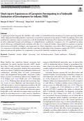 Cover page: Short report: Experiences of Caregivers Participating in a Telehealth Evaluation of Development for Infants (TEDI)