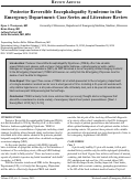 Cover page: Posterior Reversible Encephalopathy Syndrome in the Emergency Department: Case Series and Literature Review