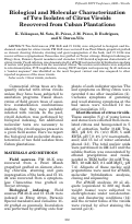 Cover page: Biological and Molecular Characterization of Two Isolates of Citrus Viroids Recovered from Cuban Plantations