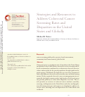 Cover page: Strategies and Resources to Address Colorectal Cancer Screening Rates and Disparities in the United States and Globally