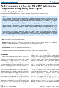 Cover page: An Investigation of a Role for U2 snRNP Spliceosomal Components in Regulating Transcription