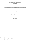 Cover page: Ecological and Evolutionary Correlates of Recent Allopolyploidy