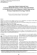 Cover page: Improving Patient-Centered Care: A Cross-Sectional Survey of Prior Use and Interest in Complementary and Integrative Health Approaches Among Hospitalized Oncology Patients