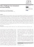 Cover page: Three Challenges for AI-Assisted Decision-Making.