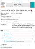 Cover page: Properties of hot and dense matter from relativistic heavy ion collisions