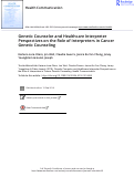 Cover page: Genetic Counselor and Healthcare Interpreter Perspectives on the Role of Interpreters in Cancer Genetic Counseling