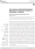 Cover page: Uric Acid as a Potential Peripheral Biomarker for Disease Features in Huntington’s Patients