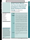 Cover page: Medial Posterior Meniscal Root Tears Are Associated with Development or Worsening of Medial Tibiofemoral Cartilage Damage: The Multicenter Osteoarthritis Study