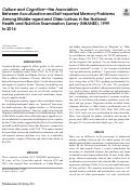 Cover page: Culture and Cognition—the Association Between Acculturation and Self-reported Memory Problems Among Middle-aged and Older Latinos in the National Health and Nutrition Examination Survey (NHANES), 1999 to 2014