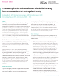 Cover page: Converting hotels and motels into affordable housing for union members in Los Angeles County
