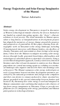 Cover page: Energy Trajectories and Solar Energy Imaginaries of the Maasai