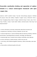 Cover page: Reversible coordinative binding and separation of sulfur dioxide in a robust metal–organic framework with open copper sites