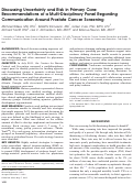 Cover page: Discussing Uncertainty and Risk in Primary Care: Recommendations of a Multi-Disciplinary Panel Regarding Communication Around Prostate Cancer Screening