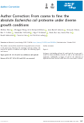 Cover page of Author Correction: From coarse to fine: the absolute Escherichia coli proteome under diverse growth conditions.