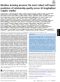 Cover page: Machine learning uncovers the most robust self-report predictors of relationship quality across 43 longitudinal couples studies