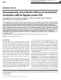 Cover page: Immunogenicity and protective efficacy of recombinant Clostridium difficile flagellar protein FliC