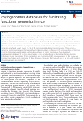 Cover page: Phylogenomics databases for facilitating functional genomics in rice