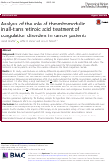 Cover page: Analysis of the role of thrombomodulin in all-trans retinoic acid treatment of coagulation disorders in cancer patients