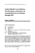 Cover page: Louise Erdrich's Love Medicine, The Beet Queen, and Tracks: An Annotated Survey of Criticism through 1994