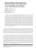 Cover page: Social problem construction and national context: news reporting on "overweight" and "obesity" in the United States and France.