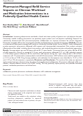 Cover page: Pharmacist-Managed Refill Service Impacts on Clinician Workload and Medication Interventions in a Federally Qualified Health Center