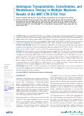 Cover page: Autologous Transplantation, Consolidation, and Maintenance Therapy in Multiple Myeloma: Results of the BMT CTN 0702 Trial