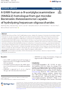 Cover page: A GH89 human α-N-acetylglucosaminidase (hNAGLU) homologue from gut microbe Bacteroides thetaiotaomicron capable of hydrolyzing heparosan oligosaccharides