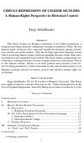 Cover page: China's Repression of Uigher Muslims: A Human Rights Perspective in Historical Context