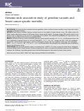 Cover page: Genome-wide association study of germline variants and breast cancer-specific mortality.