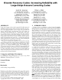 Cover page: Disaster recovery codes: increasing reliability with large-stripe erasure correcting codes