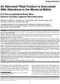 Cover page: An Abnormal Tibial Position Is Associated With Alterations in the Meniscal Matrix: A 3-Year Longitudinal Study After Anterior Cruciate Ligament Reconstruction