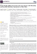 Cover page: Body Weight, BMI, Percent Fat and Associations with Mortality and Incident Mobility Limitation in Older Men