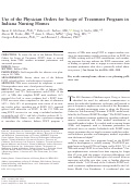 Cover page: Use of the Physician Orders for Scope of Treatment Program in Indiana Nursing Homes