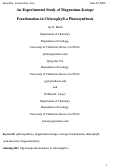 Cover page: An experimental study of magnesium-isotope fractionation in chlorophyll-a photosynthesis