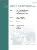 Cover page: The Complete Genome Sequence of Bacillus thuringiensis Al Hakam