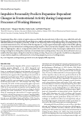 Cover page: Impulsive Personality Predicts Dopamine-Dependent Changes in Frontostriatal Activity during Component Processes of Working Memory