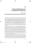 Cover page: Online dictionaries for language revitalization