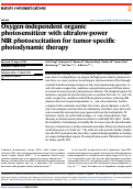 Cover page: Oxygen-independent organic photosensitizer with ultralow-power NIR photoexcitation for tumor-specific photodynamic therapy.