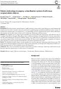 Cover page: Robotic technology in surgery; a classification system of soft tissue surgical robotic devices.