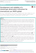 Cover page: DEVELOPMENT AND RELIABILITY OF A STREETSCAPE OBSERVATION INSTRUMENT FOR INTERNATIONAL USE: MAPS-GLOBAL