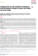 Cover page: Targeting Clic1 for the treatment of obesity: A novel therapeutic strategy to reduce food intake and body weight