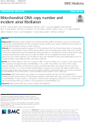 Cover page: Mitochondrial DNA copy number and incident atrial fibrillation