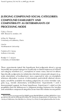 Cover page: Judging Compound Social Categories: Compound Familiarity and Compatibility as Determinants of Processing Mode