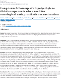 Cover page: Long-term follow-up of all-polyethylene tibial components when used for oncological endoprosthetic reconstruction.