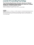 Cover page: The Relationship Between Mexican American Cultural Values and Resilience Among Mexican American College Students: A Mixed Methods Study